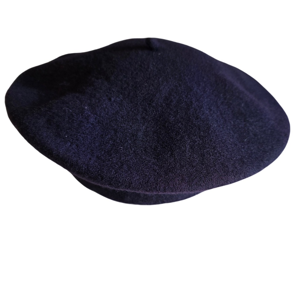 Vintage 80s P.R.T. Ultrabasque Wool Beret Hat Navy Blue Made in Czechoslovakia